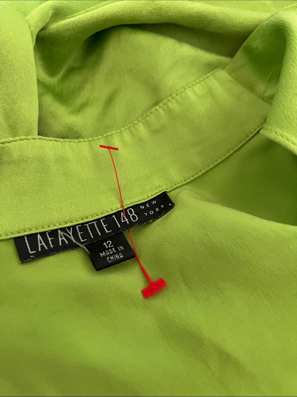 Lafayette 148 Silk Green Top 12 Flawed - Picture 5 of 7